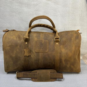 Genuine Leather Travel Duffle Bag – Rustic Brown | Vintage Style