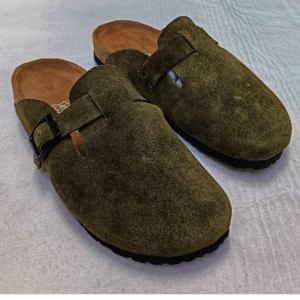 Premium Suede Comfort Slippers – Olive Green | Unisex & Adjustable