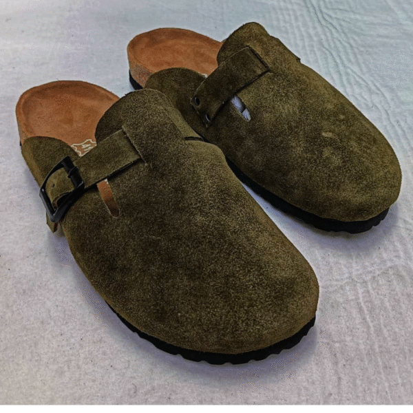 Premium Suede Comfort Slippers – Olive Green | Unisex & Adjustable