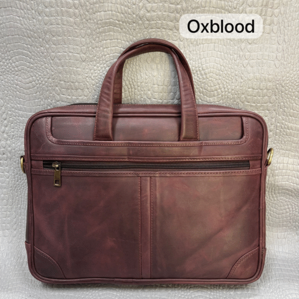 Premium Oxblood Genuine Leather Briefcase | Stylish Laptop & Office Bag for Men & Women - Image 5
