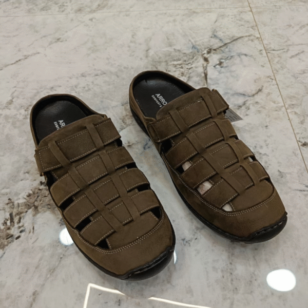 Men's Premium Brown Leather Fisherman Sandals – Closed-Toe Casual Sandals - Image 2