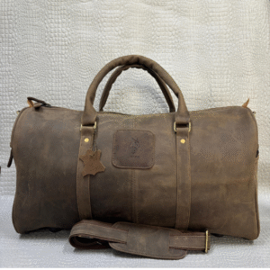 Genuine Leather Travel Duffle Bag – Rustic Brown | Spacious & Vintage Style