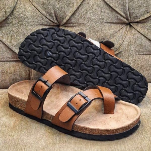 Comfortable Black Buckle Clogs with Cork Footbed – Unisex Slip-On Mules - Image 2