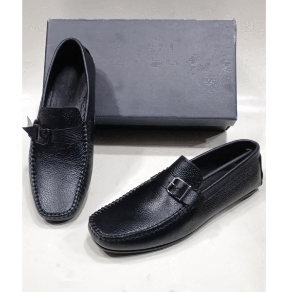 Men's Premium Black Leather Loafers with Buckle Detail – Comfortable & Stylish - Image 7