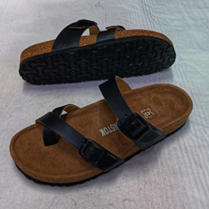 wo-Strap Comfort Cork Sandals – Classic Black | Adjustable & Orthopedic Support