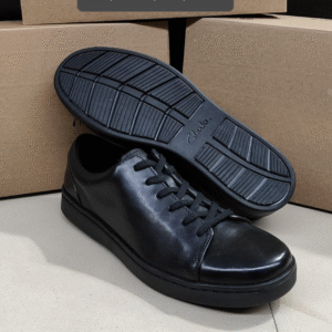 Pure Leather Black Sneakers – Casual Streetwear | Sleek & Stylish
