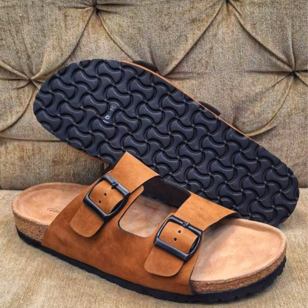 Comfortable Black Buckle Clogs with Cork Footbed – Unisex Slip-On Mules - Image 3