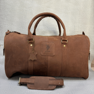 Genuine Leather Travel Duffle Bag – Classic Brown | Spacious Vintage Style