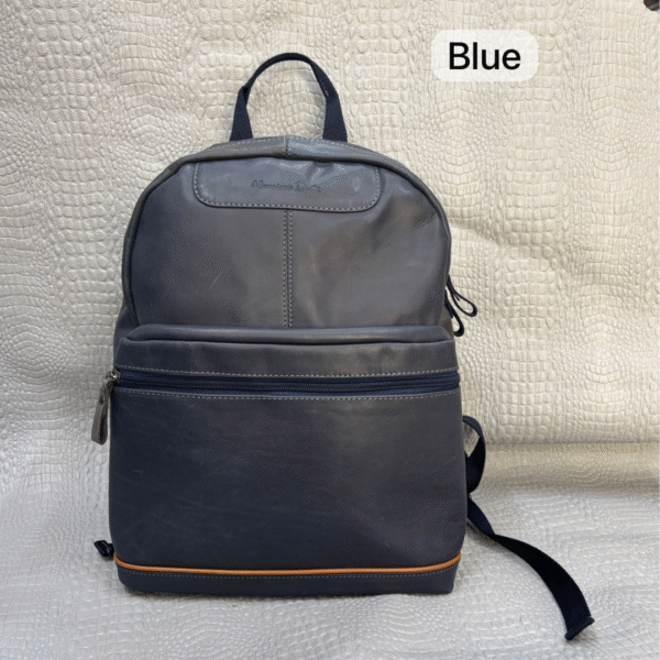Stylish Blue Genuine Leather Backpack – Everyday Comfort & Urban Style - Image 6