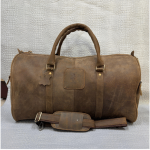 Genuine Leather Travel Duffle Bag – Distressed Brown | Spacious Vintage Appeal
